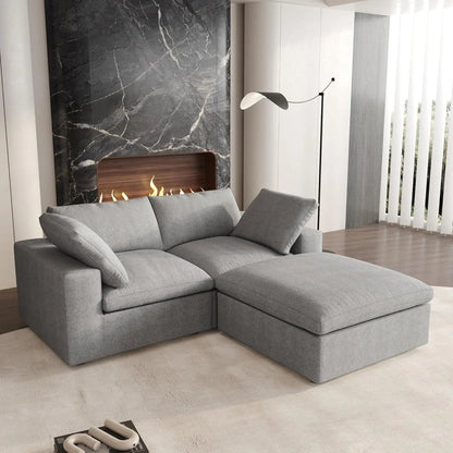 Light Gray Linen Blend Modular L Shaped Three Piece Corner Sectional HomeRoots