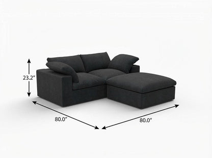 79" Light Gray and Black Linen Blend Modular Loveseat With Storage HomeRoots
