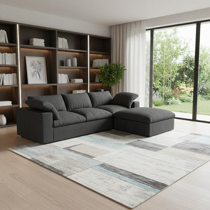 Light Gray Linen Blend Modular L Shaped Three Piece Corner Sectional HomeRoots