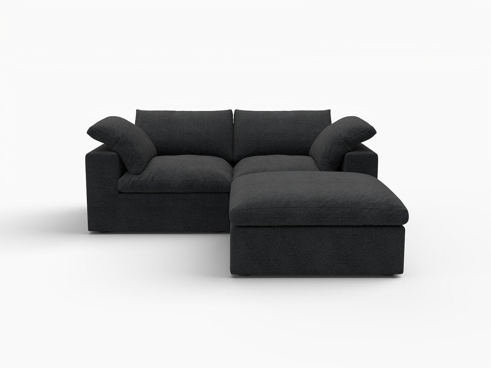 79" Light Gray and Black Linen Blend Modular Loveseat With Storage HomeRoots