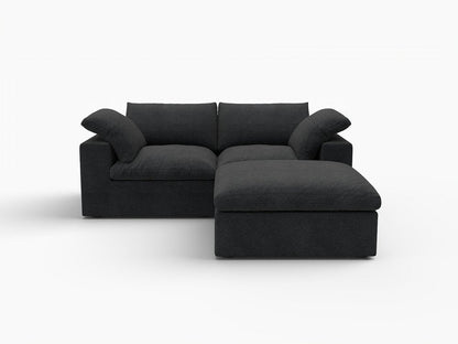 79" Light Gray and Black Linen Blend Modular Loveseat With Storage HomeRoots