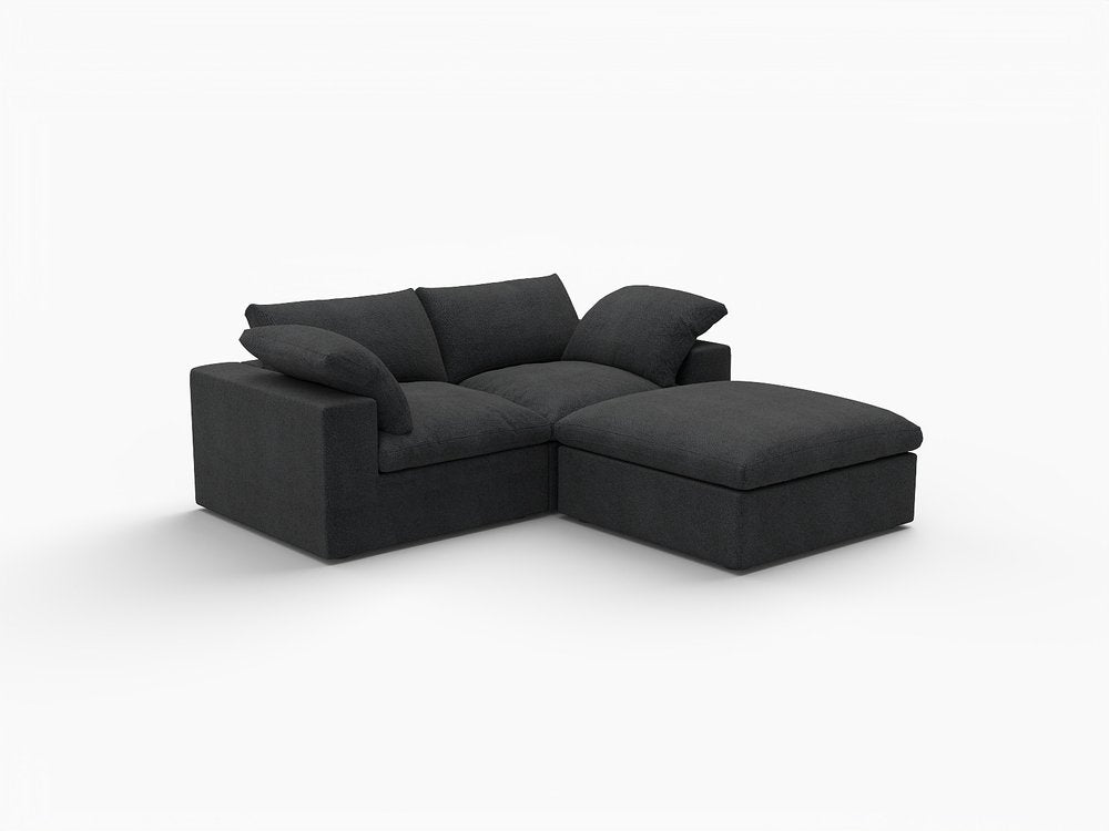 79" Light Gray and Black Linen Blend Modular Loveseat With Storage HomeRoots