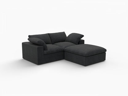 79" Light Gray and Black Linen Blend Modular Loveseat With Storage HomeRoots