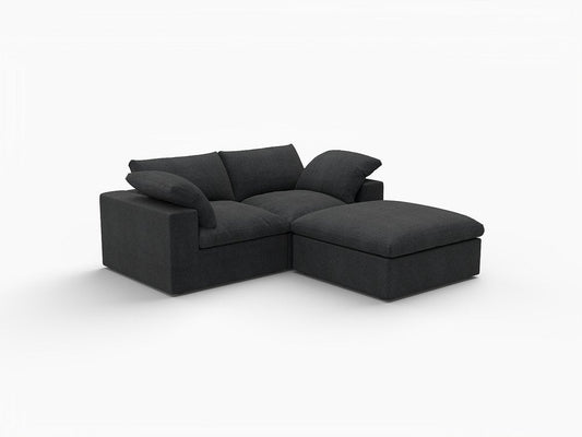 79" Light Gray and Black Linen Blend Modular Loveseat With Storage HomeRoots