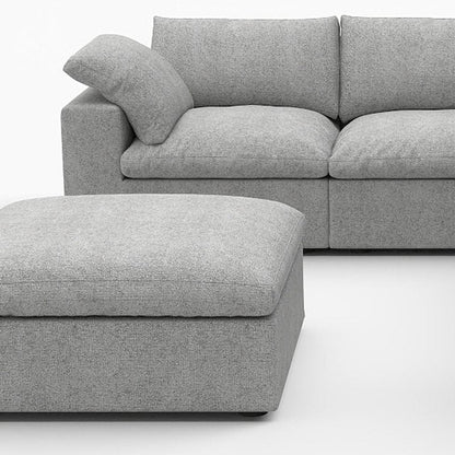Light Gray Linen Blend Modular L Shaped Six Piece Corner Sectional With Ottoman HomeRoots