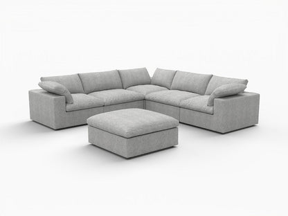Light Gray Linen Blend Modular L Shaped Six Piece Corner Sectional With Ottoman HomeRoots