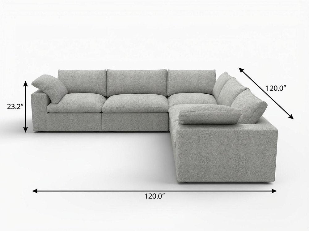 Light Gray Linen Blend Modular L Shaped Five Piece Corner Sectional HomeRoots