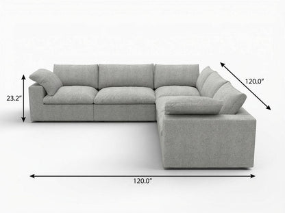 Light Gray Linen Blend Modular L Shaped Five Piece Corner Sectional HomeRoots
