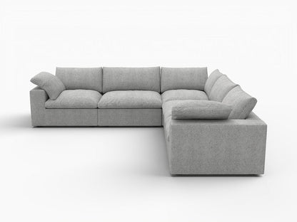 Light Gray Linen Blend Modular L Shaped Five Piece Corner Sectional HomeRoots