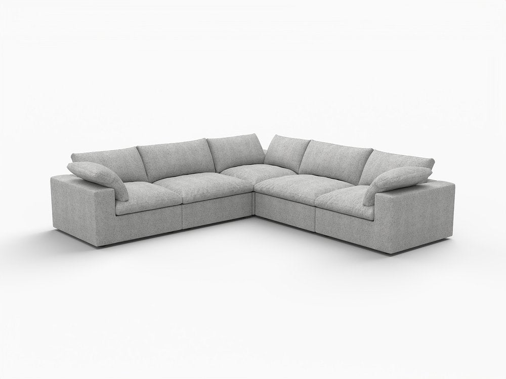 Light Gray Linen Blend Modular L Shaped Five Piece Corner Sectional HomeRoots