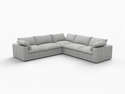 Light Gray Linen Blend Modular L Shaped Five Piece Corner Sectional HomeRoots