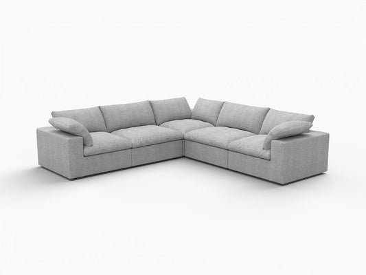 Light Gray Linen Blend Modular L Shaped Five Piece Corner Sectional HomeRoots