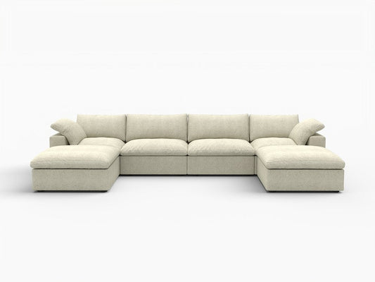 160" Khaki Linen Blend Modular Universal Sofa With Ottoman And Storage HomeRoots