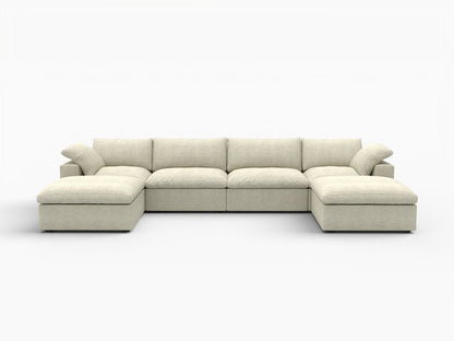 160" Khaki Linen Blend Modular Universal Sofa With Ottoman And Storage HomeRoots