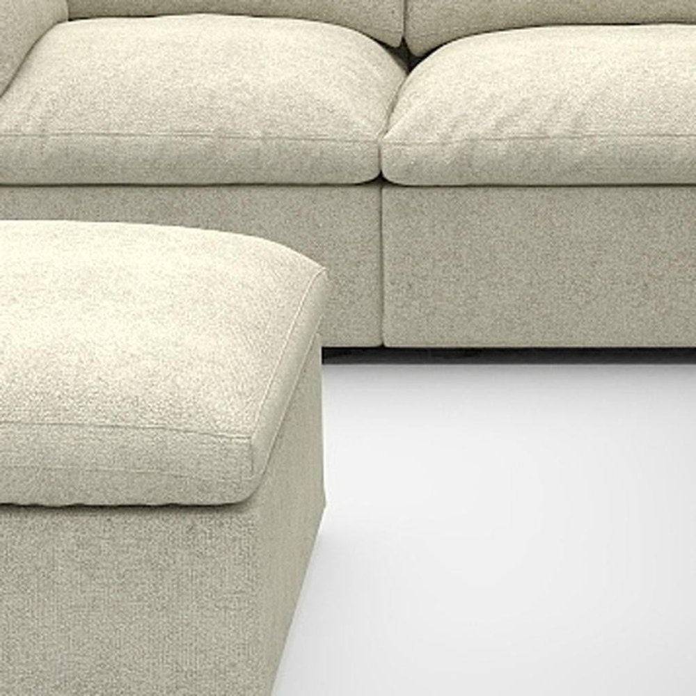Khaki Linen Blend Modular L Shaped Six Piece Sofa and Chaise Sectional With Ottoman HomeRoots