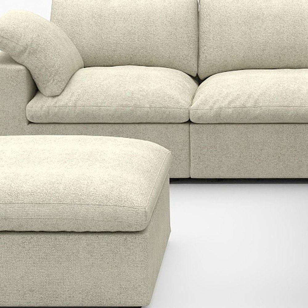 Khaki Linen Blend Modular L Shaped Six Piece Sofa and Chaise Sectional With Ottoman HomeRoots