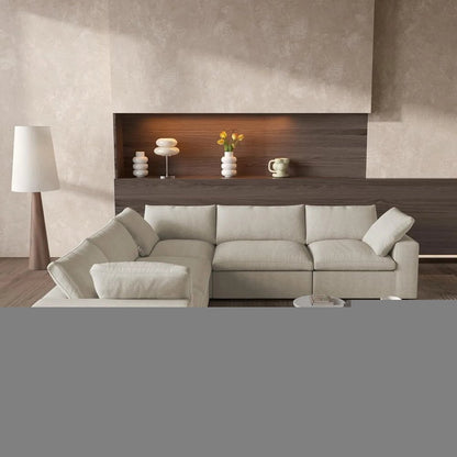 Khaki Linen Blend L Shaped Five Piece Corner Sectional HomeRoots