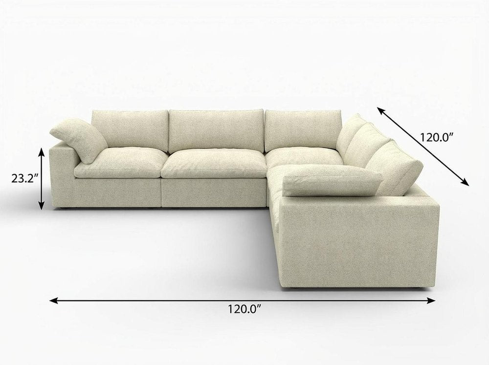 Khaki Linen Blend L Shaped Five Piece Corner Sectional HomeRoots
