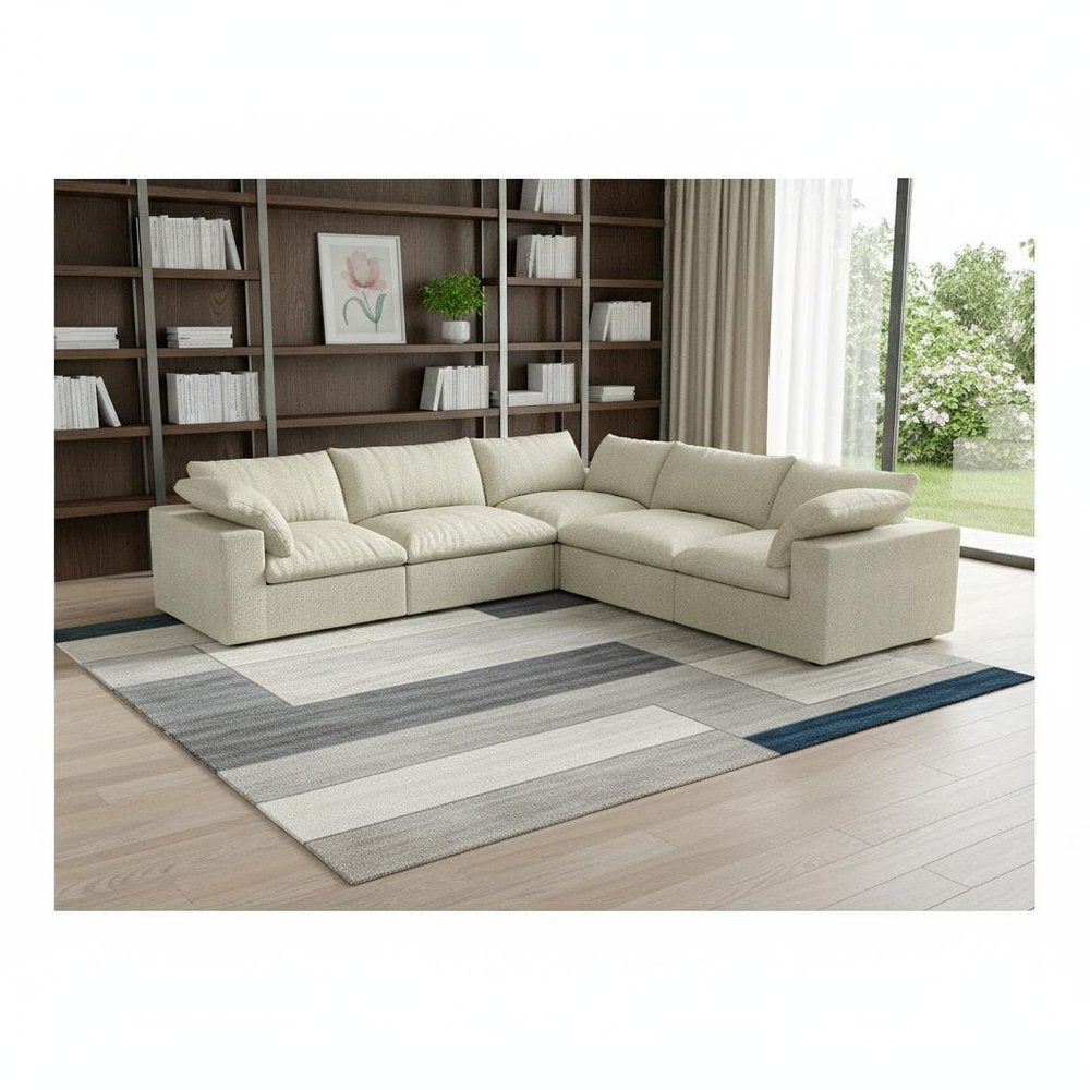 Khaki Linen Blend L Shaped Five Piece Corner Sectional HomeRoots