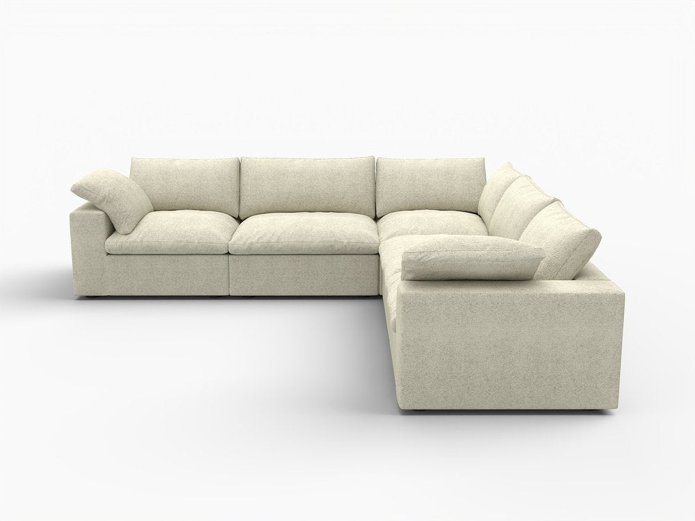Khaki Linen Blend L Shaped Five Piece Corner Sectional HomeRoots