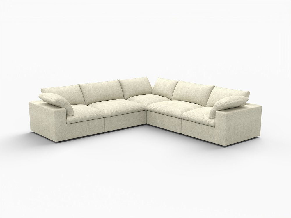 Khaki Linen Blend L Shaped Five Piece Corner Sectional HomeRoots