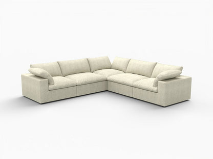 Khaki Linen Blend L Shaped Five Piece Corner Sectional HomeRoots