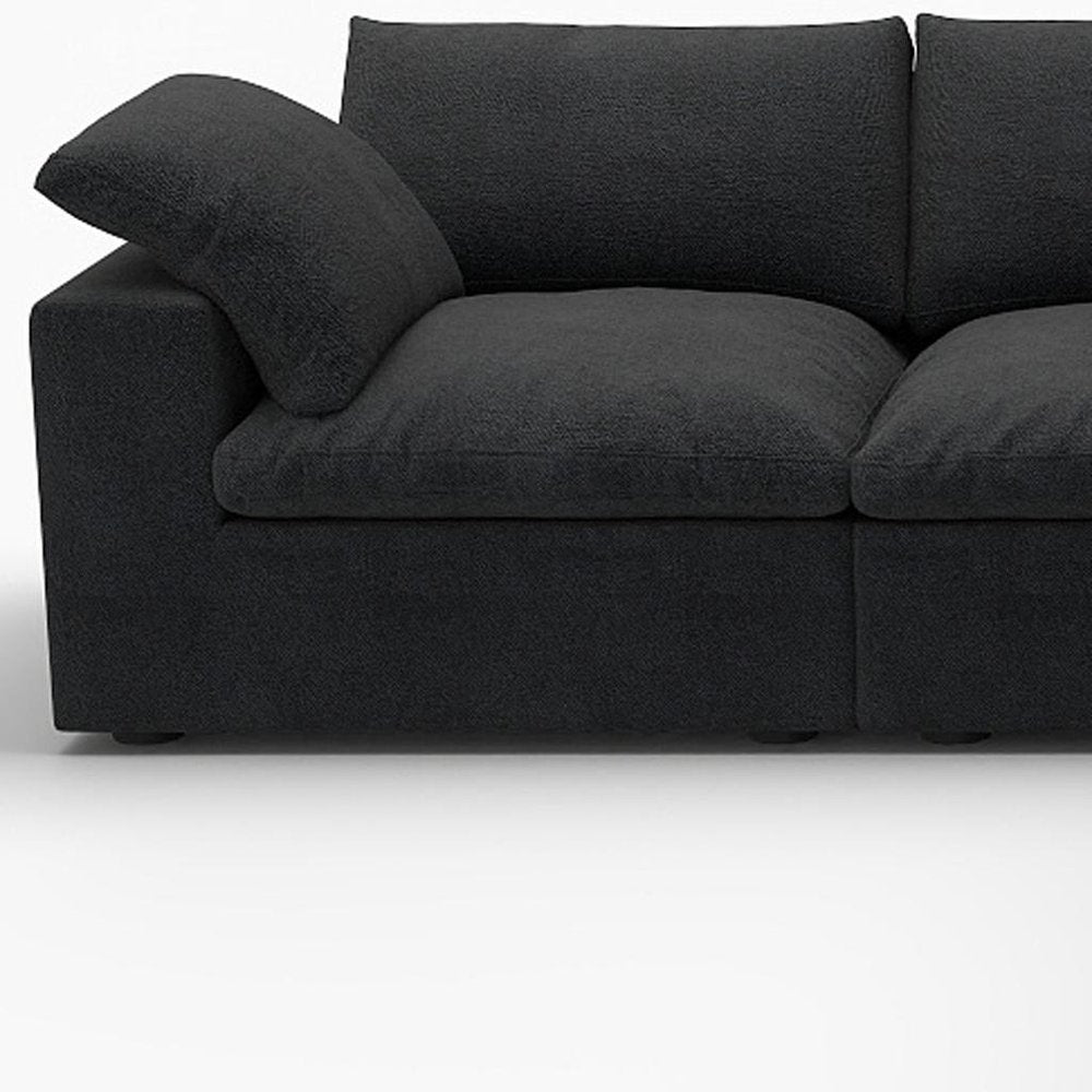 Black Linen Blend Modular L Shaped Five Piece Corner Sectional HomeRoots