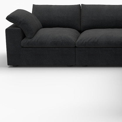 Black Linen Blend Modular L Shaped Five Piece Corner Sectional HomeRoots
