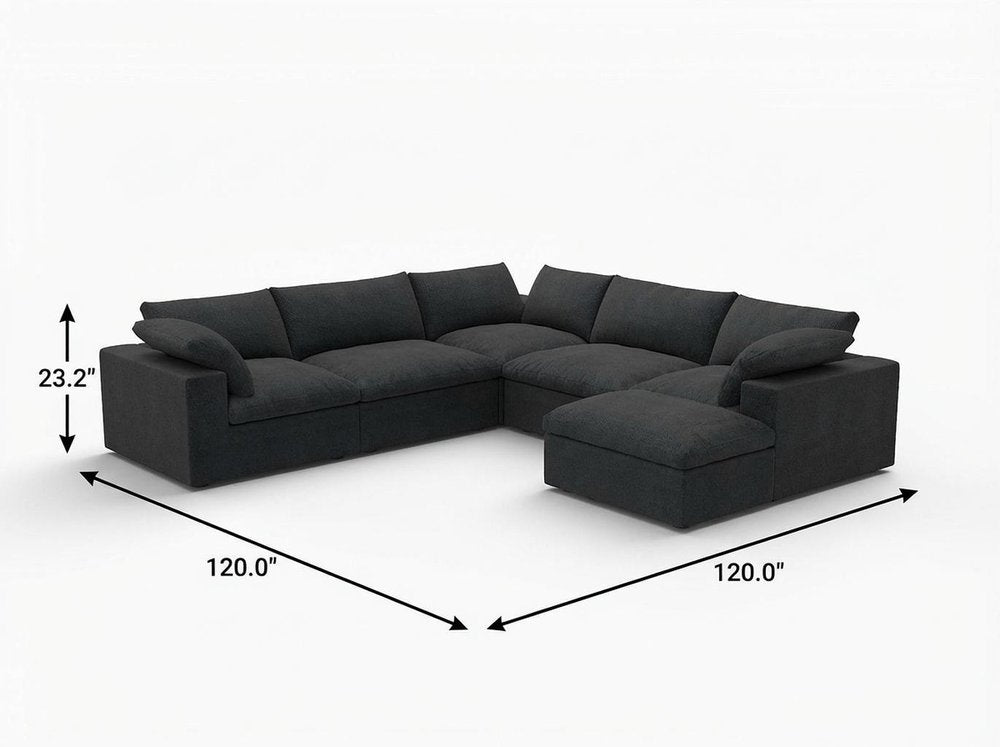 Black Linen Blend Modular L Shaped Five Piece Corner Sectional HomeRoots