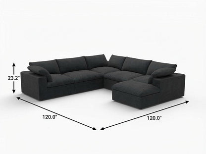 Black Linen Blend Modular L Shaped Five Piece Corner Sectional HomeRoots