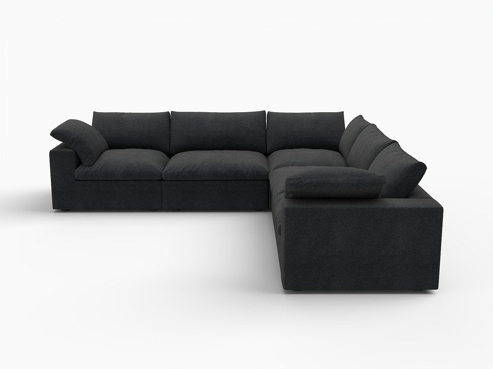 Black Linen Blend Modular L Shaped Five Piece Corner Sectional HomeRoots