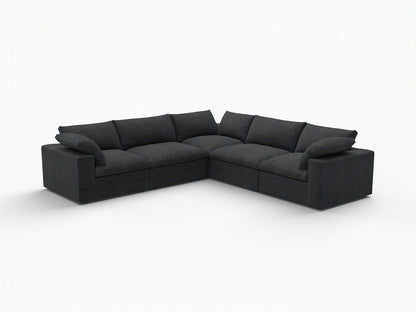 Black Linen Blend Modular L Shaped Five Piece Corner Sectional HomeRoots