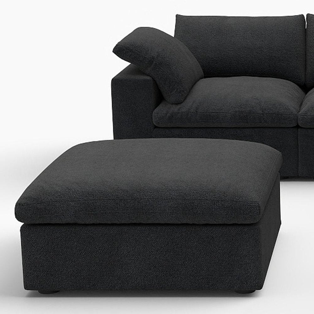 Black Linen Blend Modular L Shaped Six Piece Corner Sectional With Ottoman HomeRoots