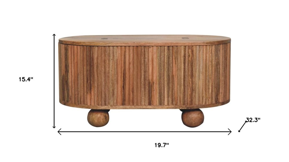 32" Brown Solid Wood Round Lift Top Coffee Table — view 10