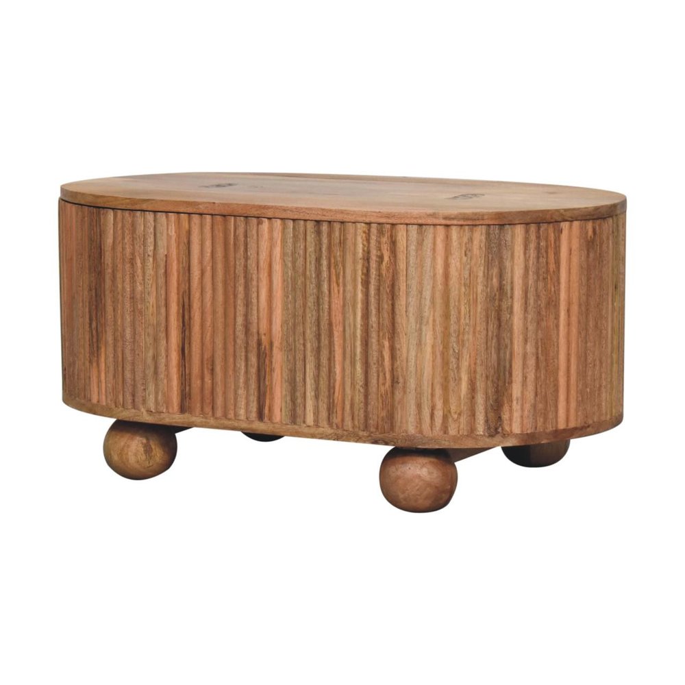 32" Brown Solid Wood Round Lift Top Coffee Table — view 4