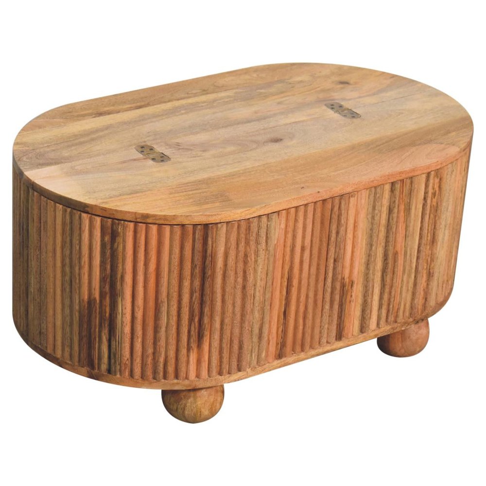 32" Brown Solid Wood Round Lift Top Coffee Table HomeRoots