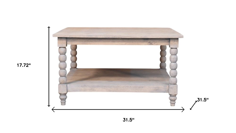 32" Brown Solid Wood Square Coffee Table With Drawer HomeRoots