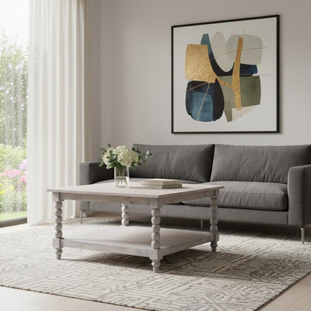 32" Brown Solid Wood Solid Coffee Table With Drawer HomeRoots