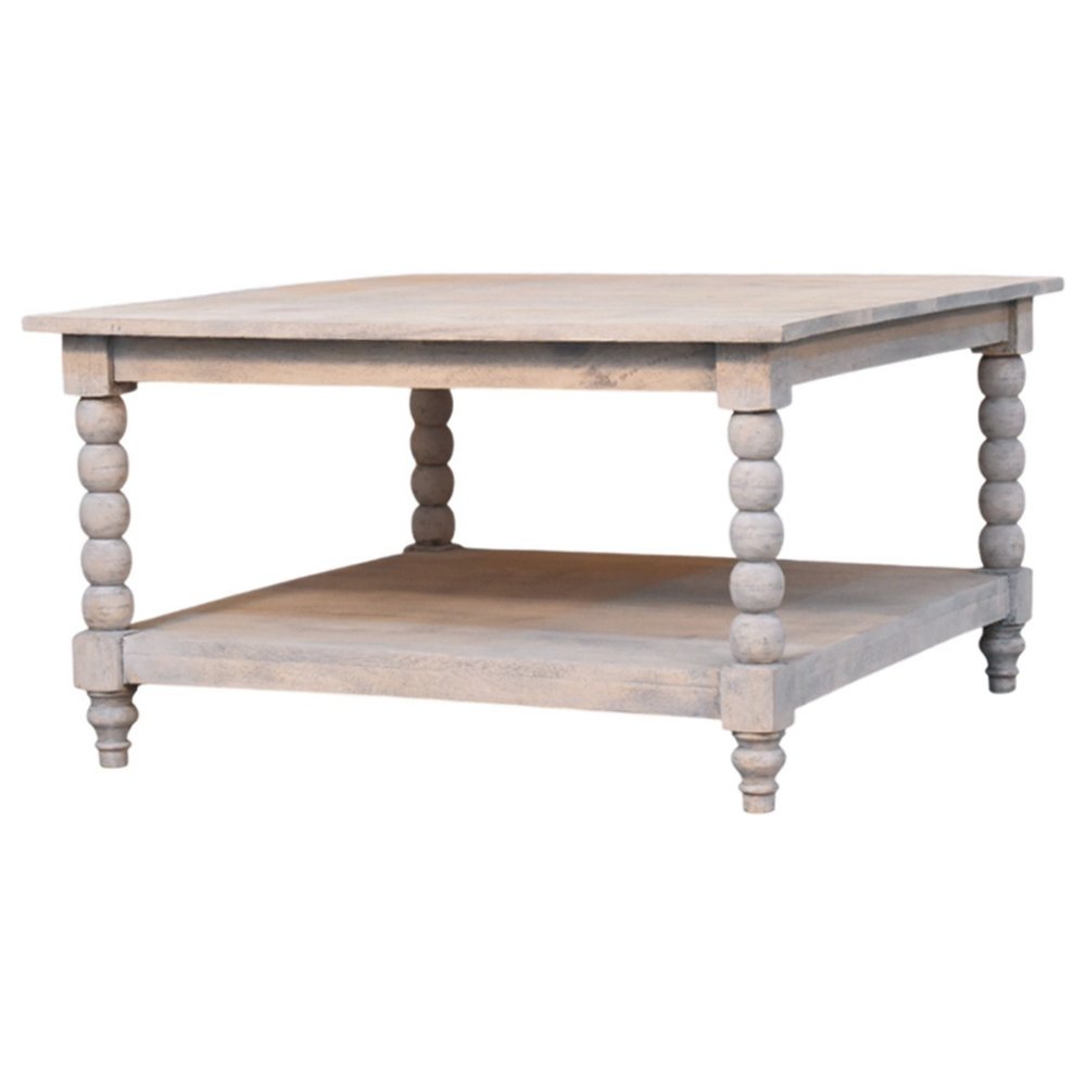 32" Brown Solid Wood Square Coffee Table With Drawer — view 2