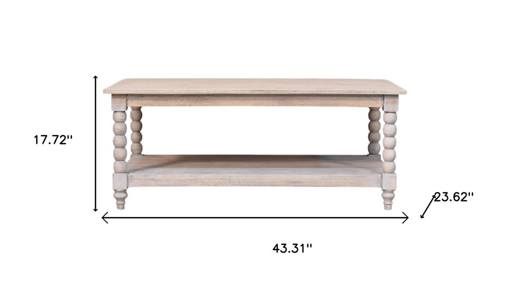 43" Brown Solid Wood Solid Coffee Table With Drawer HomeRoots