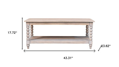 43" Brown Solid Wood Coffee Table With Drawer HomeRoots