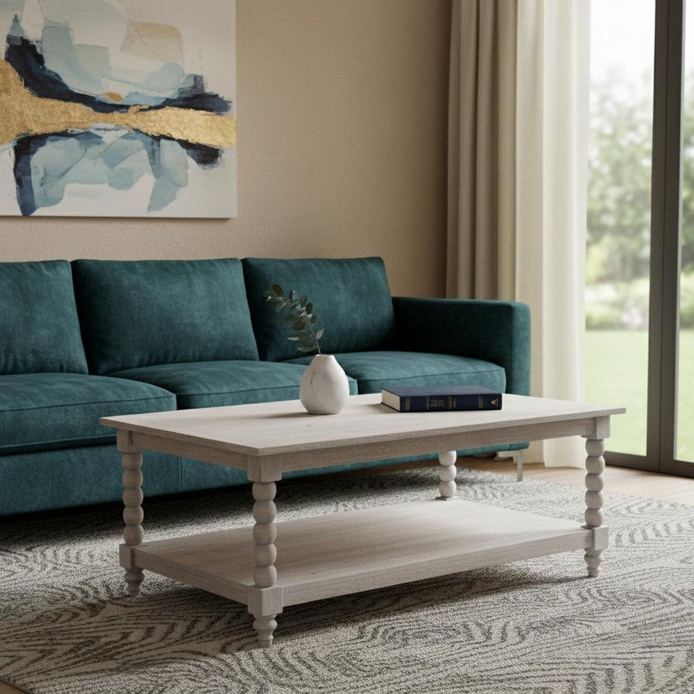 43" Brown Solid Wood Solid Coffee Table With Drawer HomeRoots