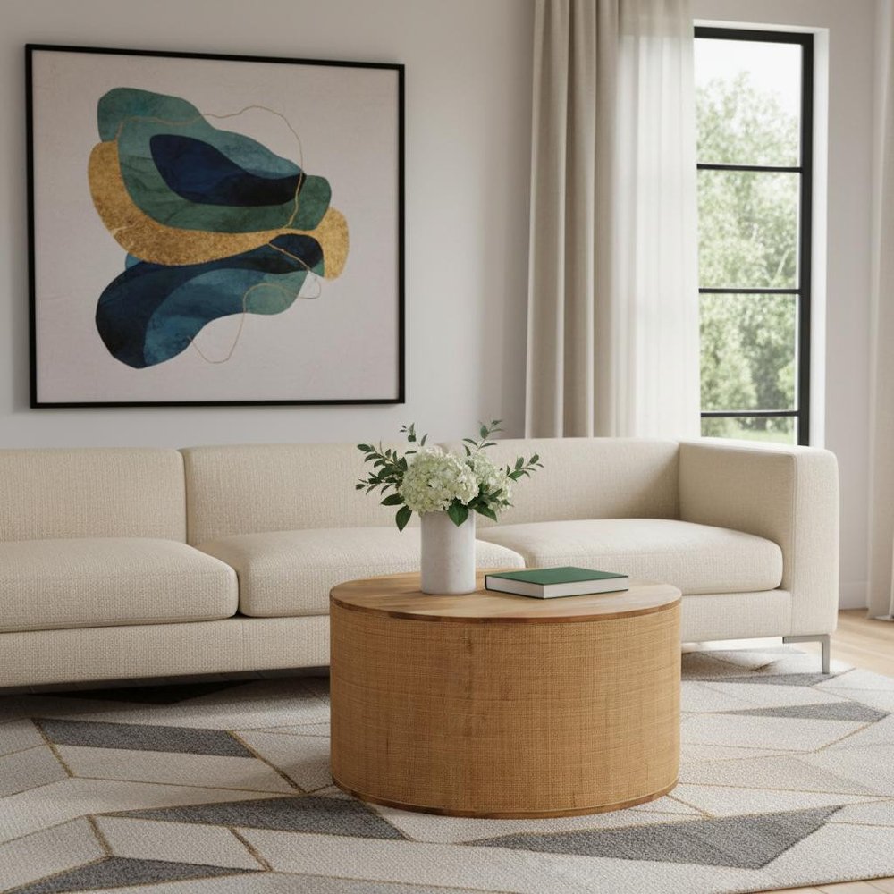 30" Brown Solid Wood Solid Coffee Table With Drawer HomeRoots