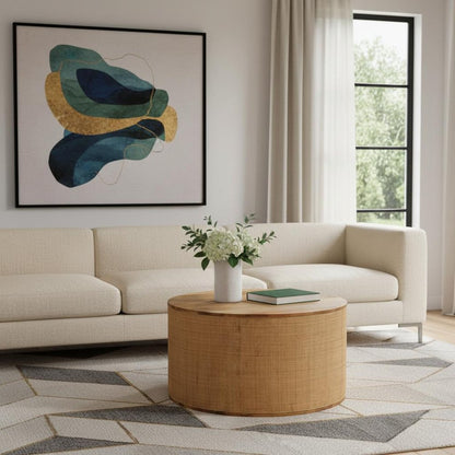 30" Brown Solid Wood Solid Coffee Table With Drawer HomeRoots