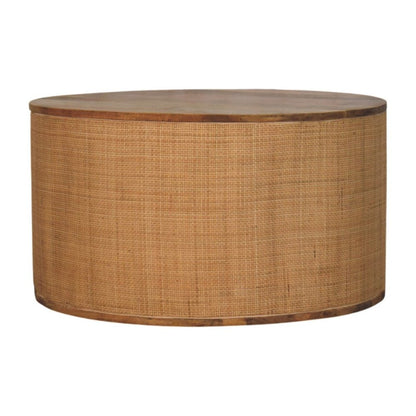 30" Brown Solid Wood and Rattan Round Solid Coffee Table HomeRoots