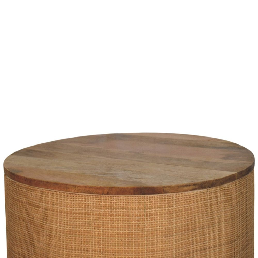 30" Brown Solid Wood and Rattan Round Solid Coffee Table HomeRoots