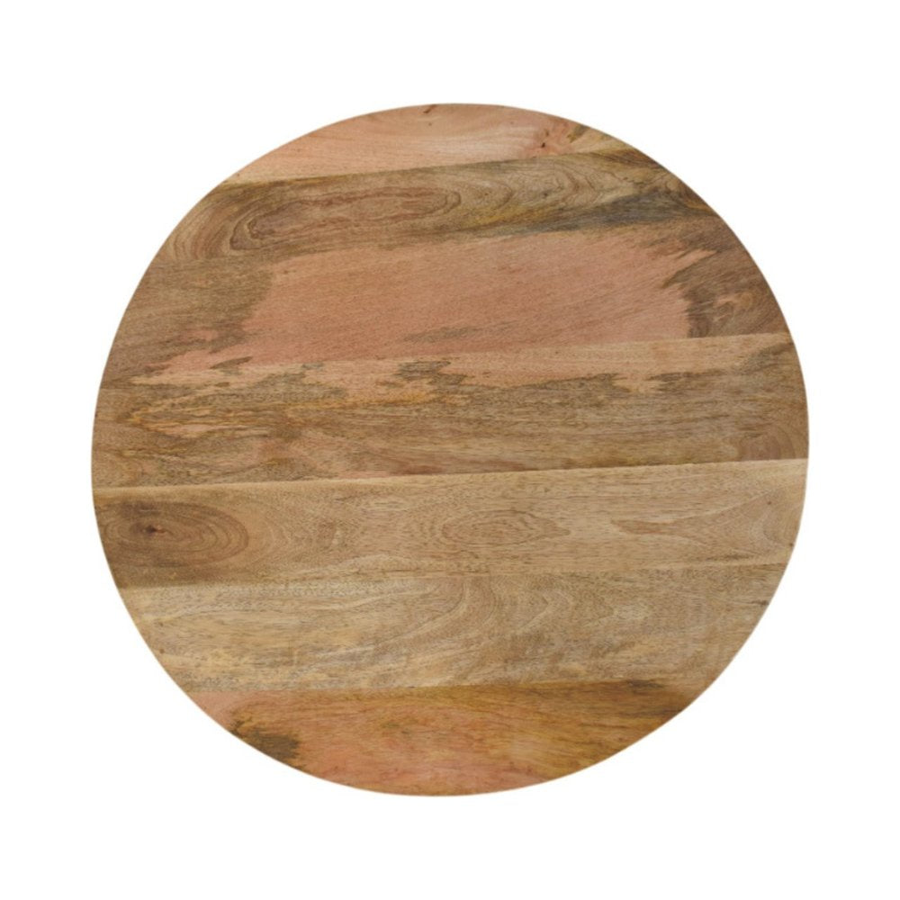 30" Brown Solid Wood and Rattan Round Solid Coffee Table — view 5