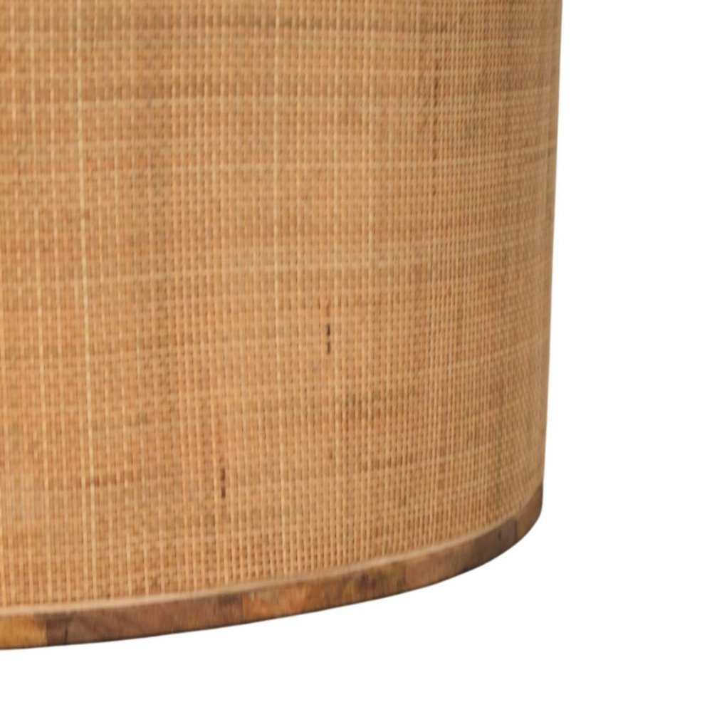 30" Brown Solid Wood and Rattan Round Solid Coffee Table — view 6