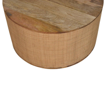 30" Brown Solid Wood and Rattan Round Solid Coffee Table HomeRoots