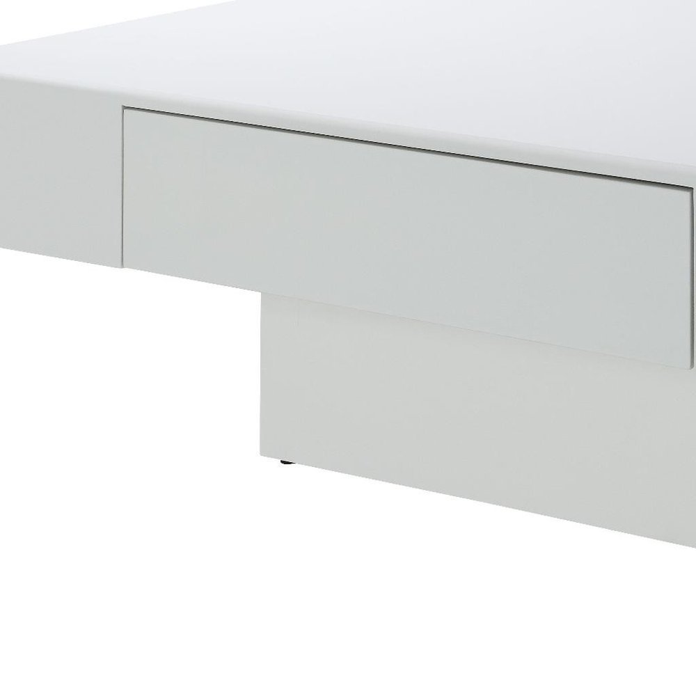 43" White Wood Square Pedestal Coffee Table With Drawer HomeRoots